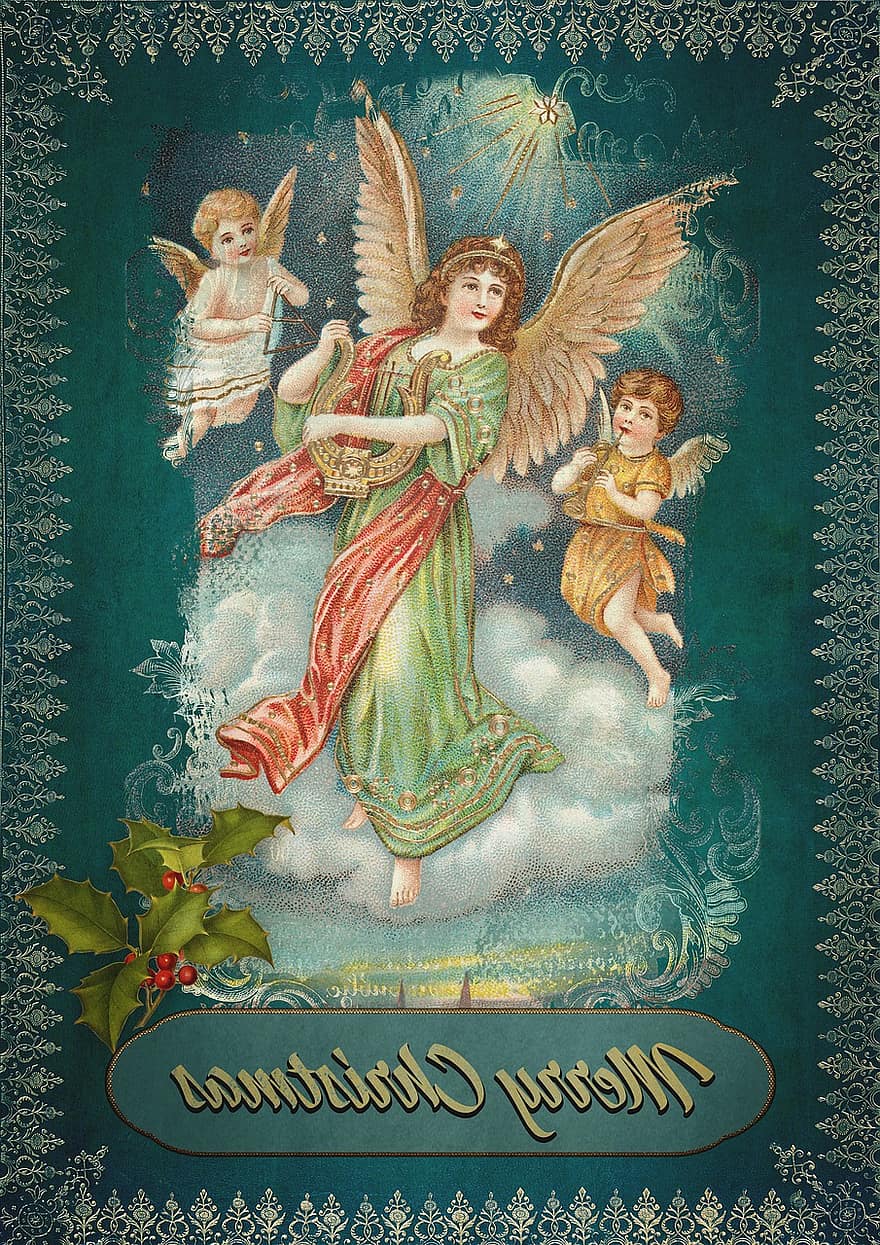 Vintage, Christmas, Angel, Book Cover, Scrapbook, Nostalgia, religion, christianity, illustration, cultures, decoration