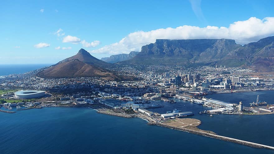 Tafelberg, Kapstadt, Südafrika, Afrika, Landschaft, Tourismus, Stadt, Reise, Panorama, Löwenkopf, die Architektur