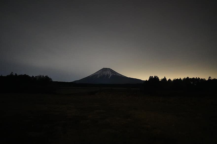 Гора Фудзи, Восход, утреннее настроение, гора, пейзаж, Япония, утренний накал