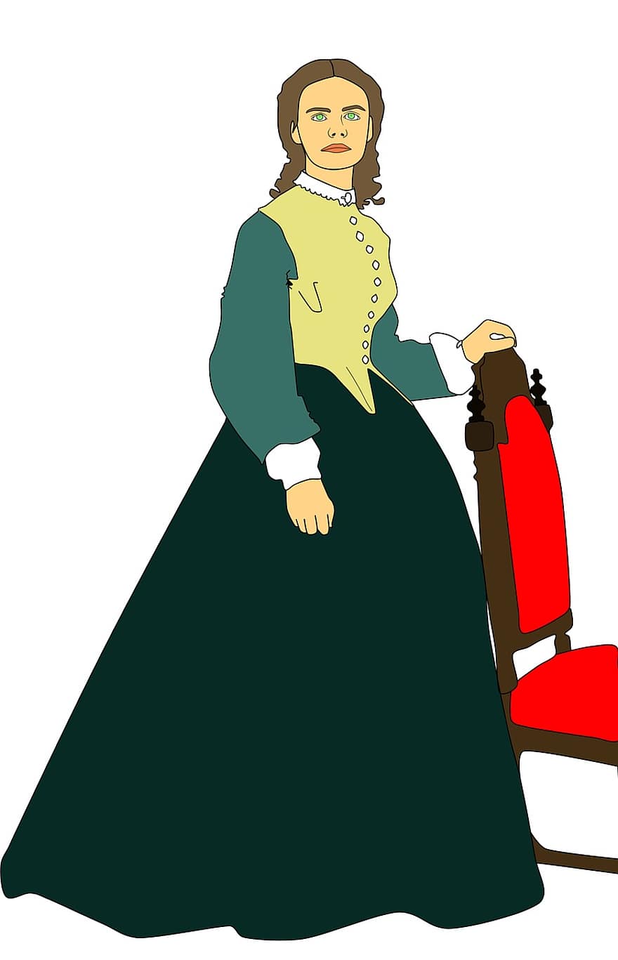 викторианска жена, красота, елегантност, възрастна жена, рокля