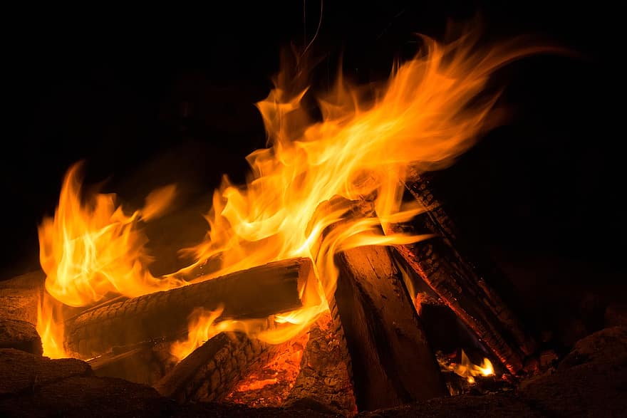 Пожар, костер, огонь, сжигание, тепло