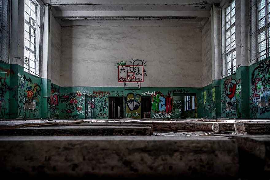 Abandoned School, Abandoned School Gym