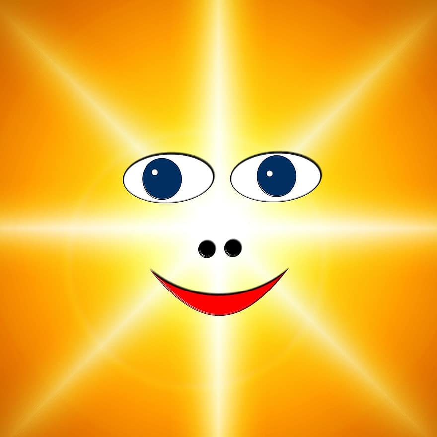 mosoly, arc, sárga, logo, nap, energia, napenergia, rajzfilm, mosolygás, sugarak, csillogó