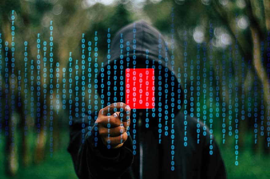 hacker, ge sig på, mask, internet, anonym, binär, Ett, ett, cyber, brottslighet, cybernetics