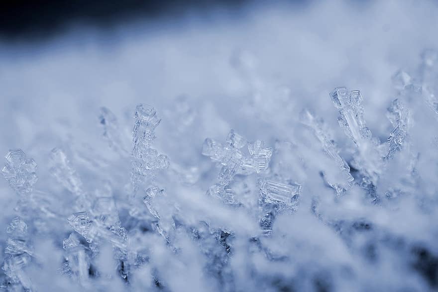 hielo, cristales, copos de nieve, escarcha, invierno, naturaleza, frío