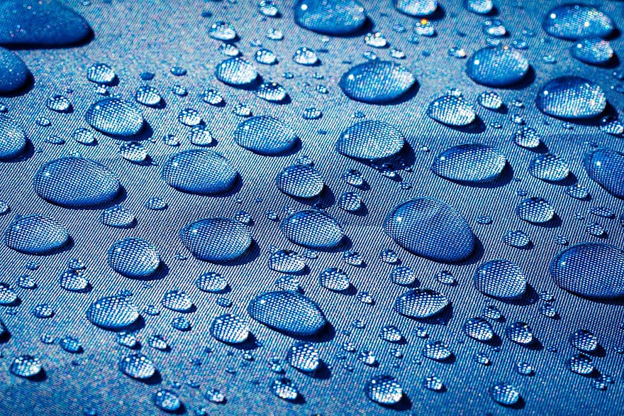 gocce di pioggia, goccioline, acqua, blu, gocce, bagnato, rugiada, avvicinamento, sfondo