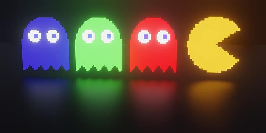 Pacman, Video Game, Colorful Pacman Background