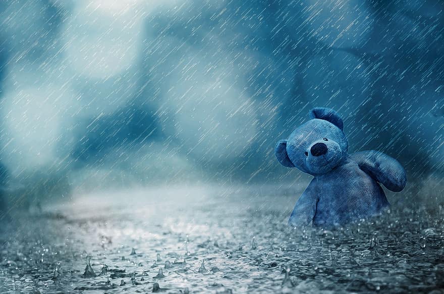 nallebjörn, regnar, Gosedjur, Push Toy, regn