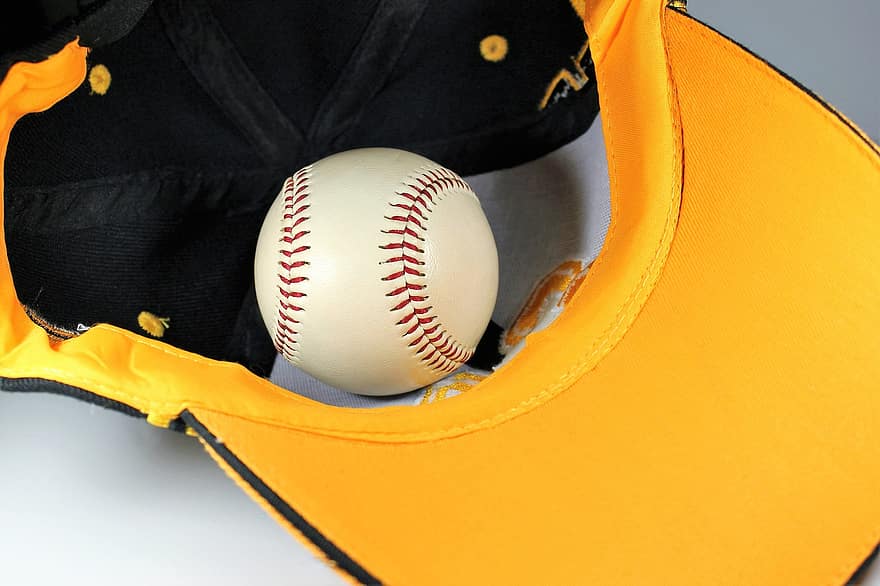 бейсбол, шапка, жовтий, грати, шанувальники, фанартикель, конкуренція, гравців, стадіон, спорт, м'яч