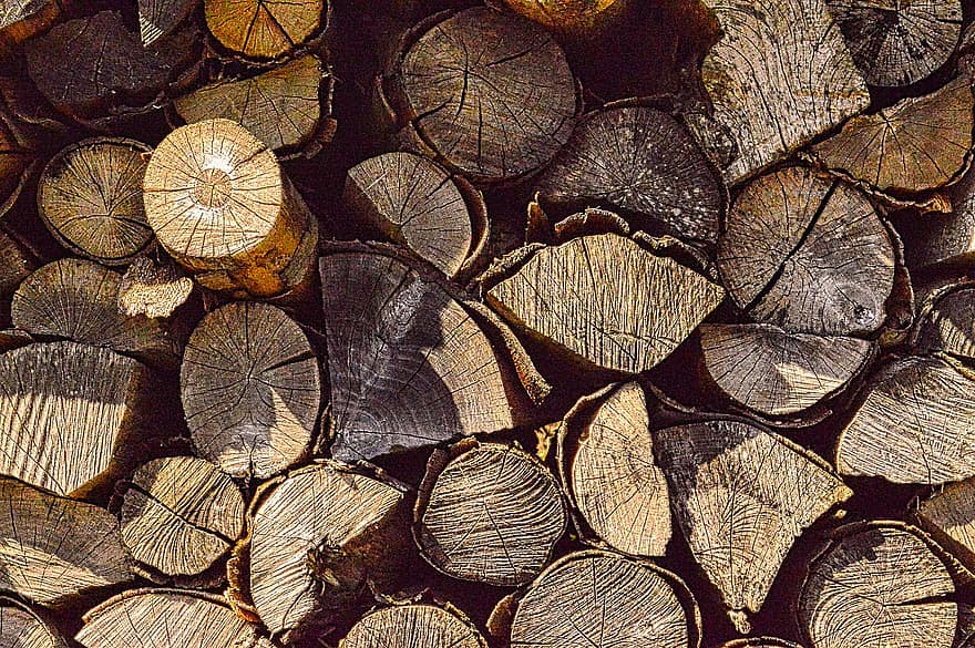 Wood, Log, Trunk, Firewood, Heating, Texture, Stack