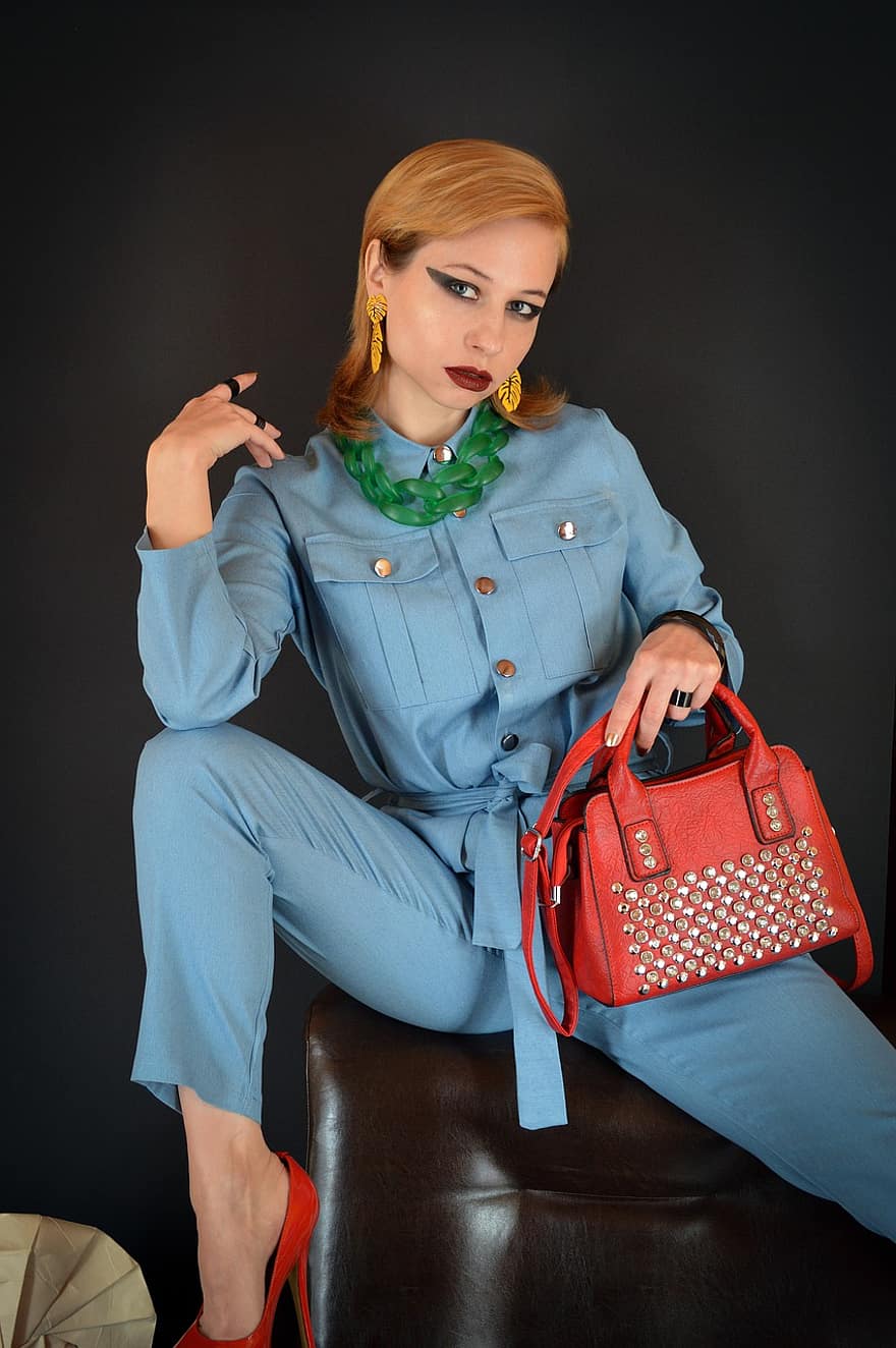 Fashion, Jumpsuit, Accessories, Woman, Girl, Style, Clothing, Bag, Bijouterie, Makeup, Bold