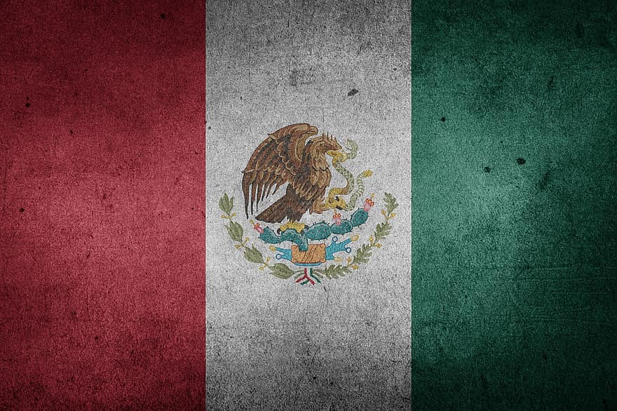 Meksika, vėliava, grunge, Šiaurės Amerika, Lotynų Amerika