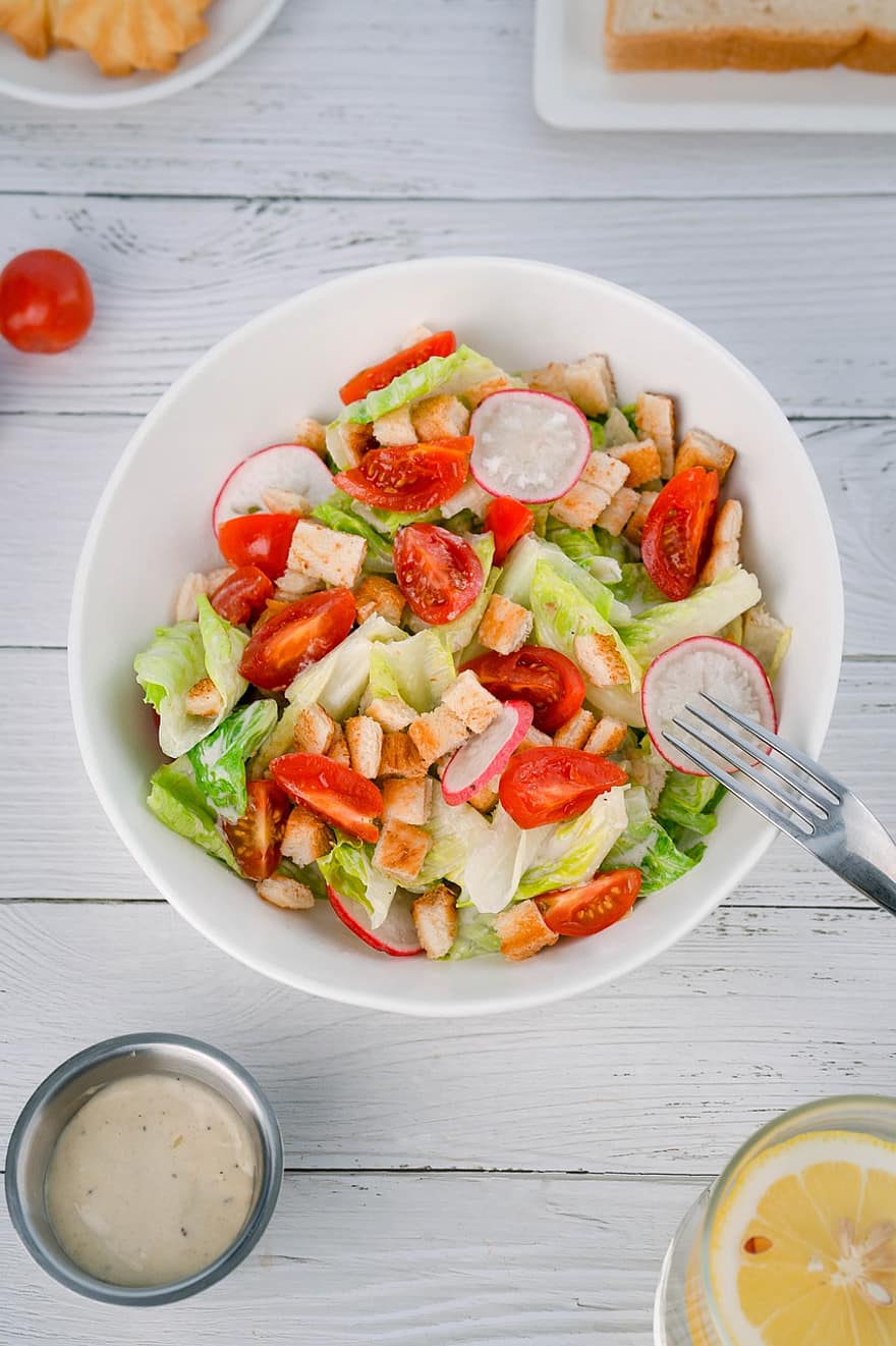 salată, salată verde, raddish, roșie, organic, sănătos