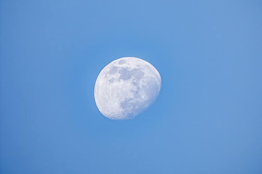 måne, måndag, dag, blå himmel, utöver det vanliga, under dagen, rise, blå, natt, astronomi, månsken