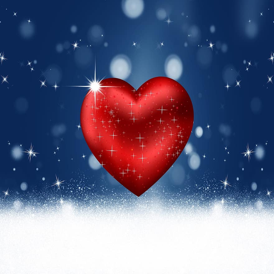 širdis, meilė, sniegas, Kalėdos, Valentino, romantiškas, šalta, romantika