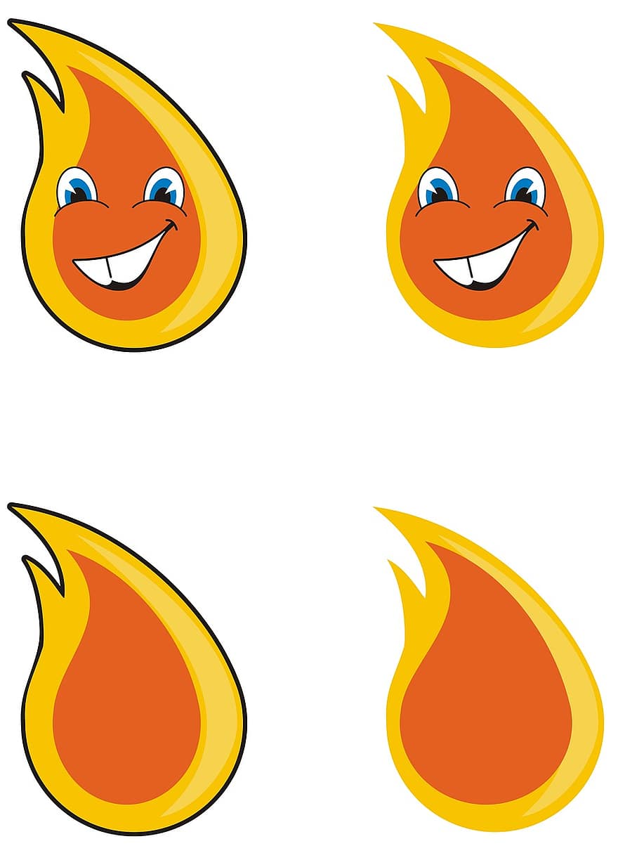 Flamme, Logos, Gas, Öl, Hitze, Lächeln, Maskottchen, Karikatur, hell, Symbol, Charakter