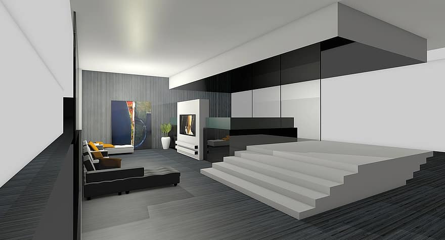 Living Room, Spatial, Apartment, Graphic, Lichtraum, Rendering, Architecture, Live, 3d Visualization, Gallery, Real Estate