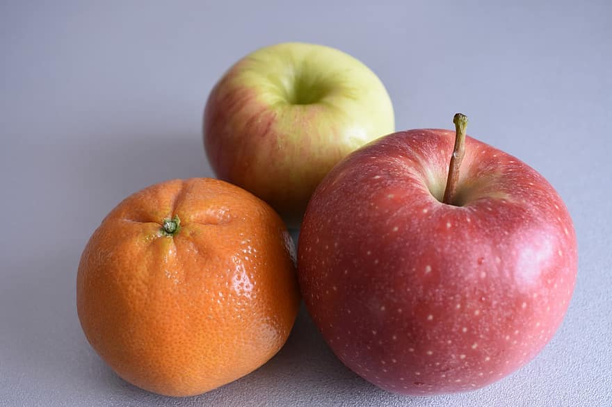 maçãs, laranja, frutas, Comida, fresco, saudável, maduro, orgânico, doce, produzir, colheita