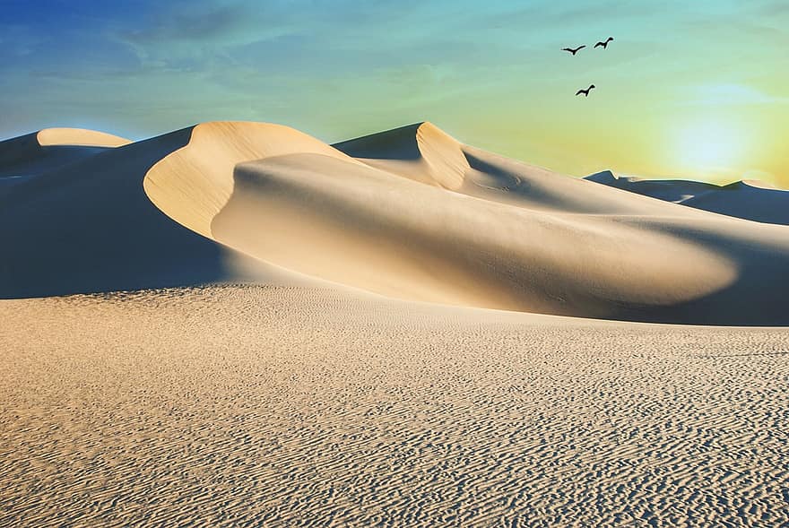 gurun, Mesir, pasir, bukit pasir, tandus, kering, pemandangan