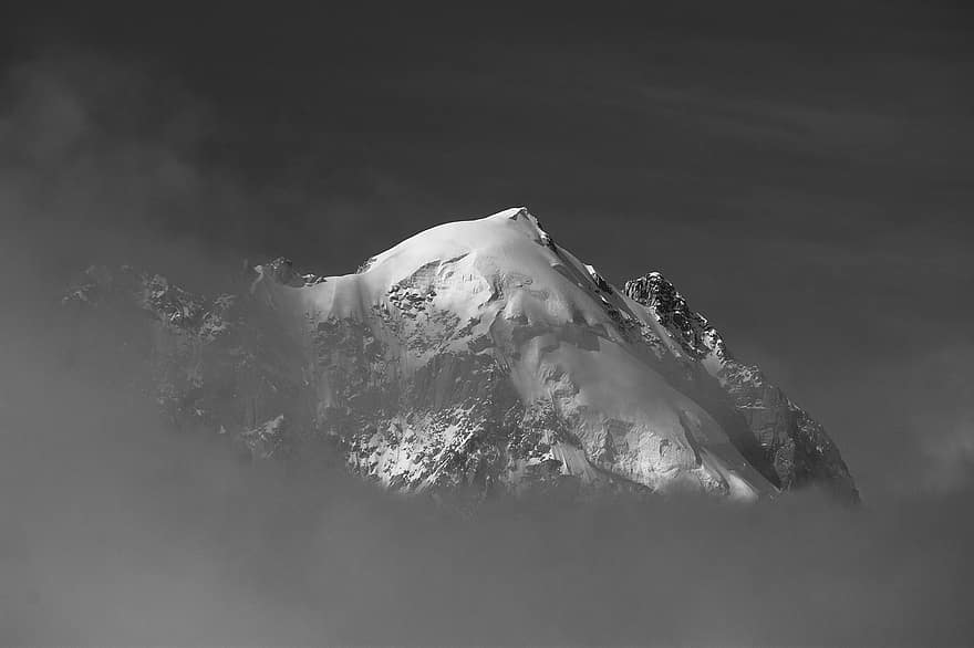 гора, туман, облака, снег, пейзаж, встреча на высшем уровне, шамони, Альпы, Франция