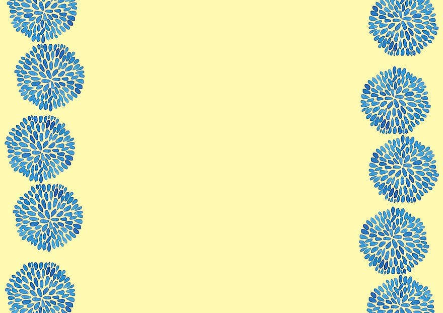 μπλε, κίτρινος, γράμμα, πρότυπο, καλοκαίρι, κίτρινο φόντο, μπλε μοτίβο, μπλε λουλούδι, διακόσμηση, κάρτα, αργία