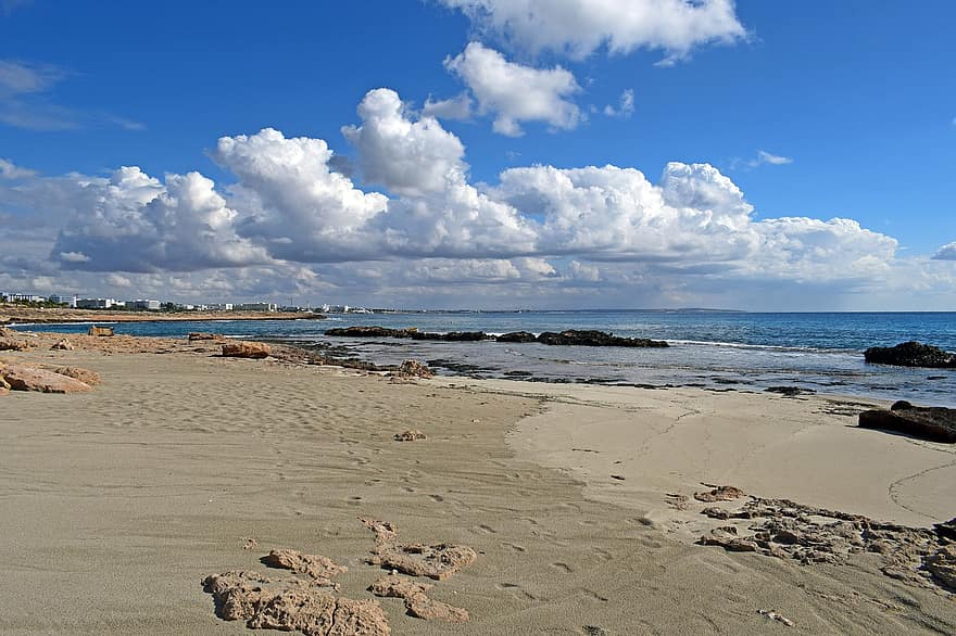 strand, hav, ayia napa, sand, Strand, havsstrand, kust, landskap, natur, sommar, kustlinje