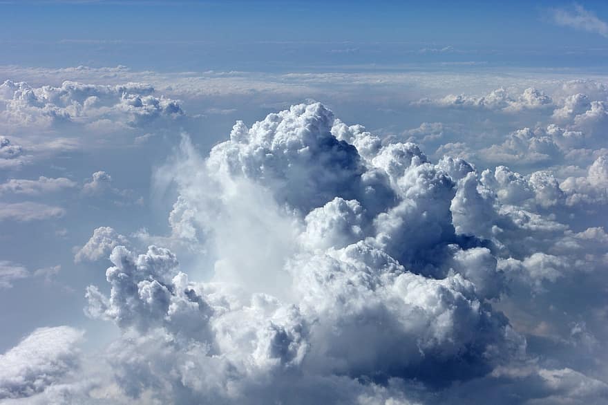 skyer, cumulus, cloudscape, atmosfære