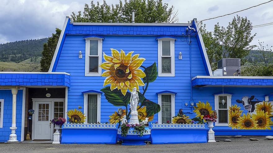 Building, Frame, House, Structure, Painted, Colorful, Architecture, Facade, Wall, Canada, Cache Creek