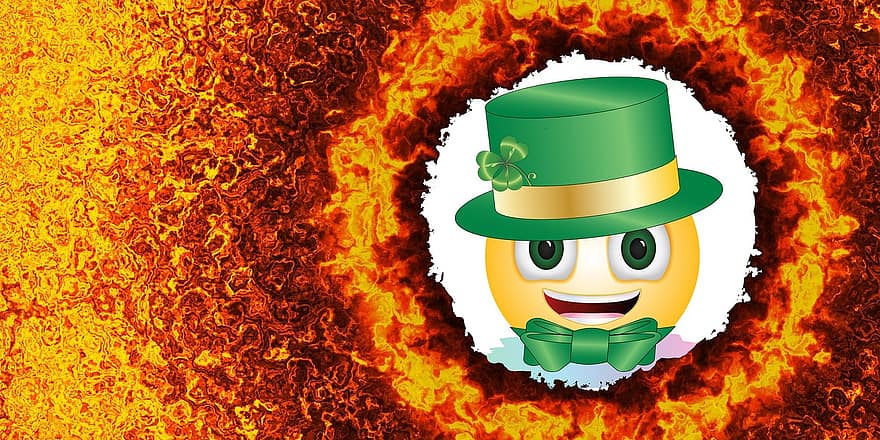 St Patrick, Smiley, Green, Fire Wallpaper, Emoticon, Positive, Funny, Happy, Laugh, Saint Patrick's Day, Feast Of Saint Patrick
