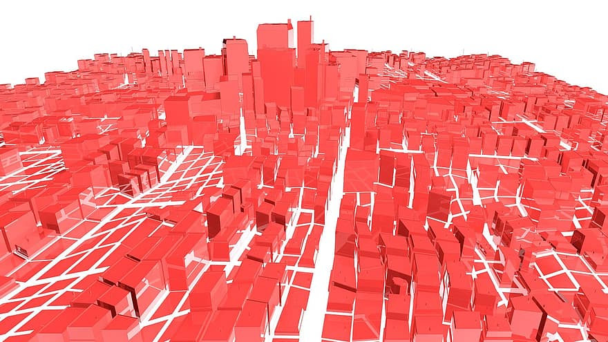 град, градски, сгради, абстрактен, заден план, готино, червен, ярък, път, графики, CG