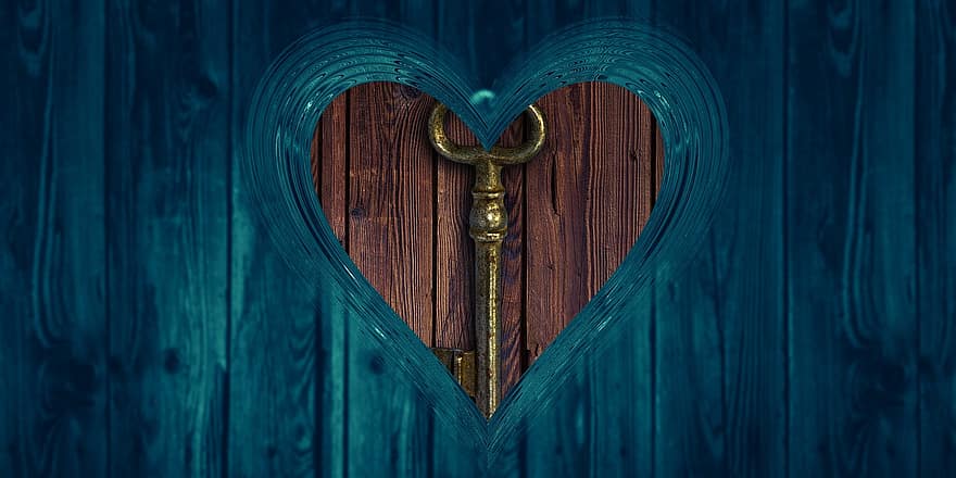 cor, clau, amor, taules, accés, seguretat, afecte, imatge de fons, símbol, romanç, dia de Sant Valentí