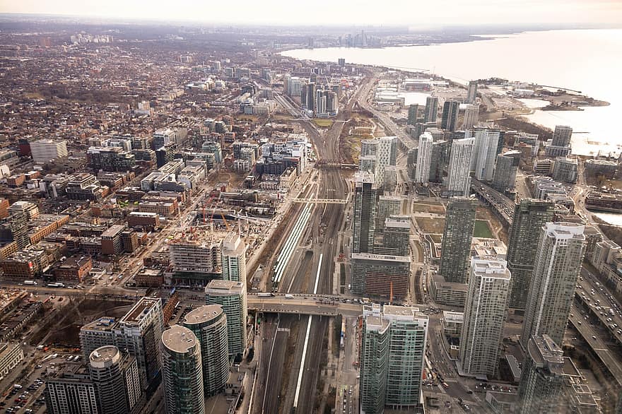 ziua Canadei, Toronto, arhitectură, clădiri, urban, centrul orasului, orizont, apă, decor, canadian, peisaj urban