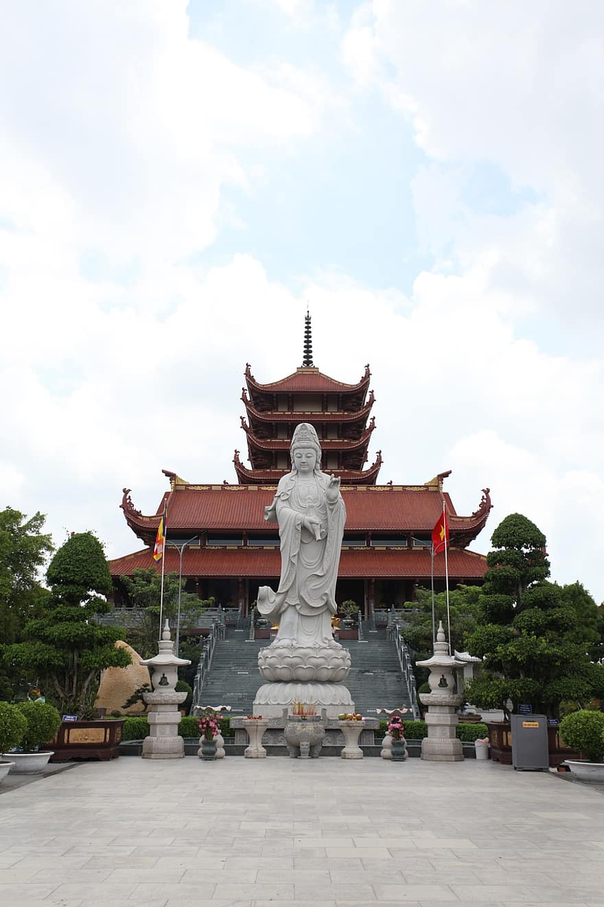 статуя, паметник, храм, Авалокитешвара, Виетнам, Азия, традиционен, Буда, пагода, будизъм, Дзен