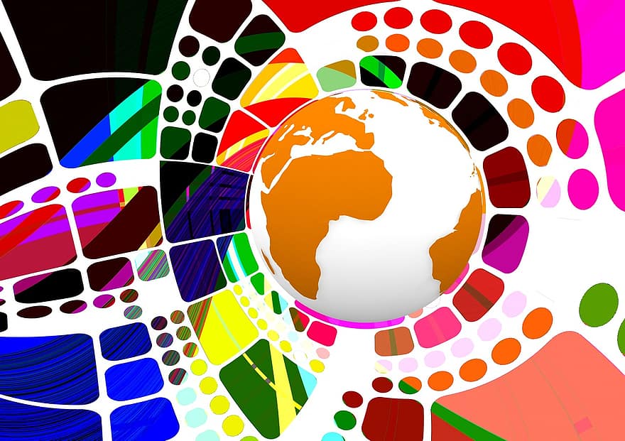 wereldbol, abstract, achtergrond, sjabloon, kleurrijk, aarde, wereld-, bal