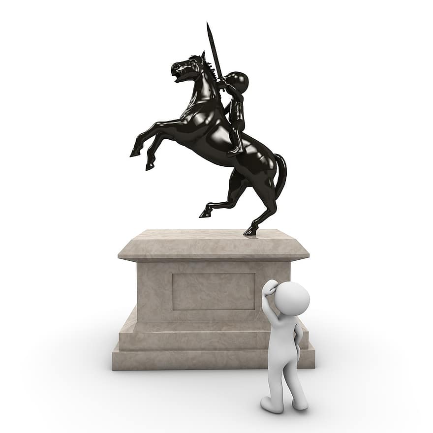 monument, Reiter, häst, tvinga, klot, metall, skulptur, landmärke