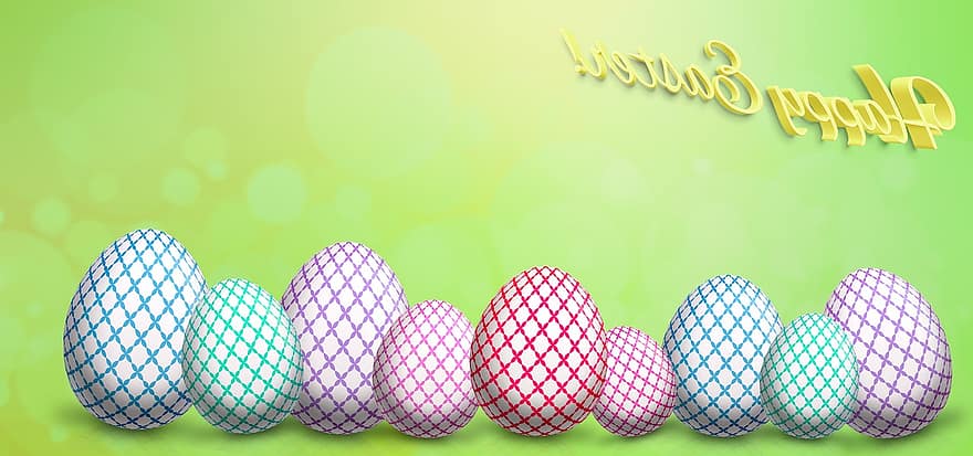 Paști, ouă, Salut, concediu, stindard, fericit, decor, celebrare, ou de Paște, verde, oua de Paste
