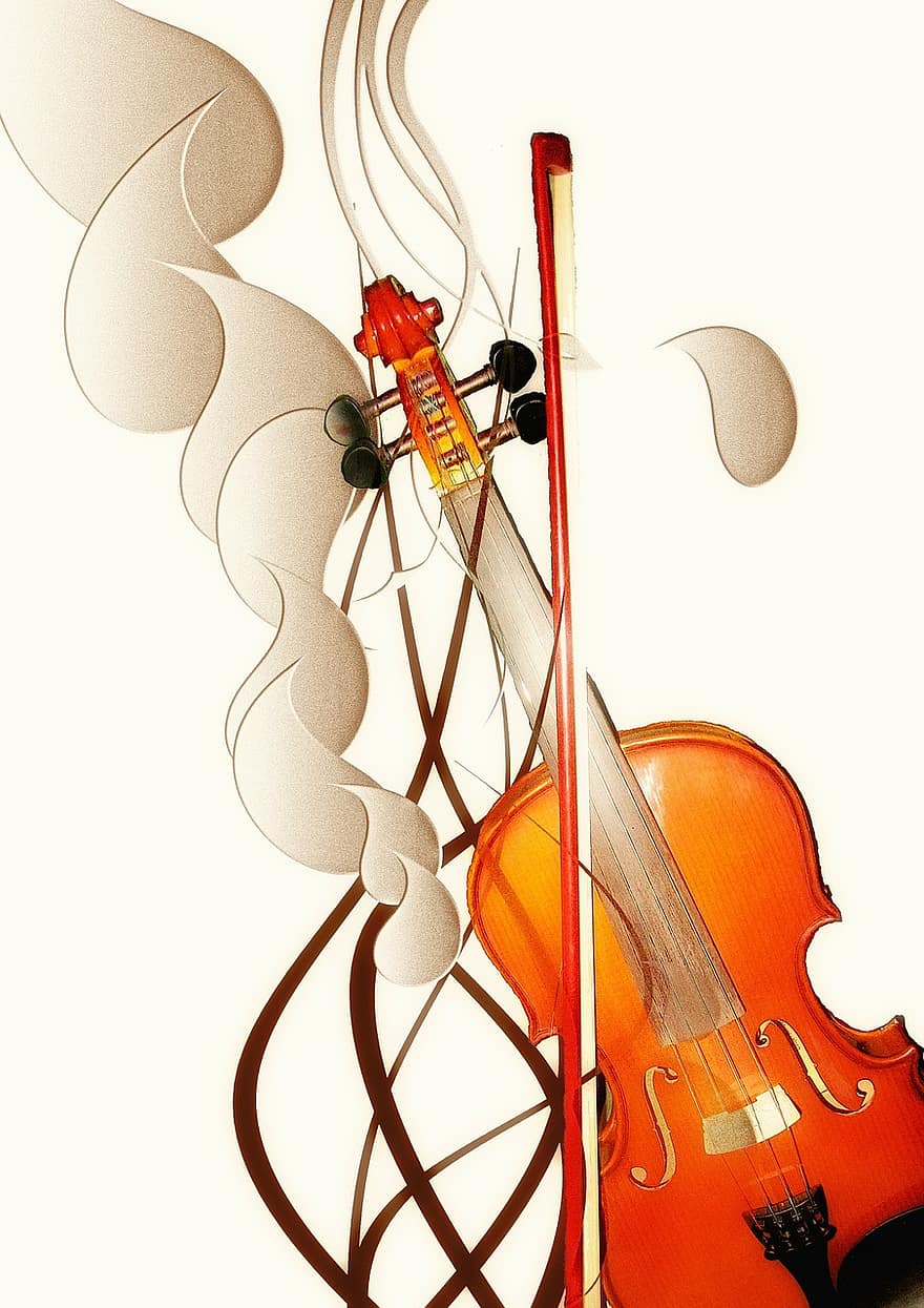 skrzypce, instrument, muzyka, tło, atmosfera, uczucie, fala, kwestia, abstrakcyjny, projekt, grafika