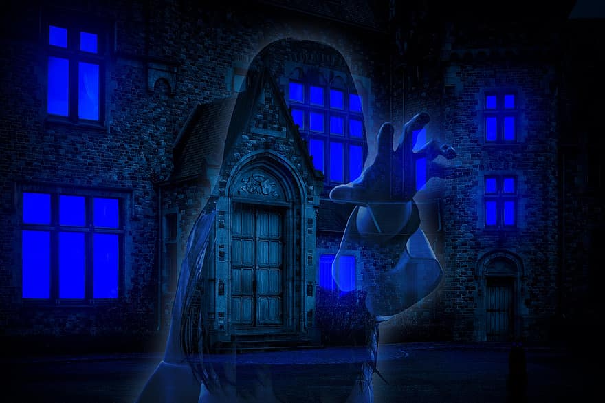 Haunted House, Ghost, Spooky, Scared, Castle, House, Haunted, Halloween, Midnight, Moonlight, Doors