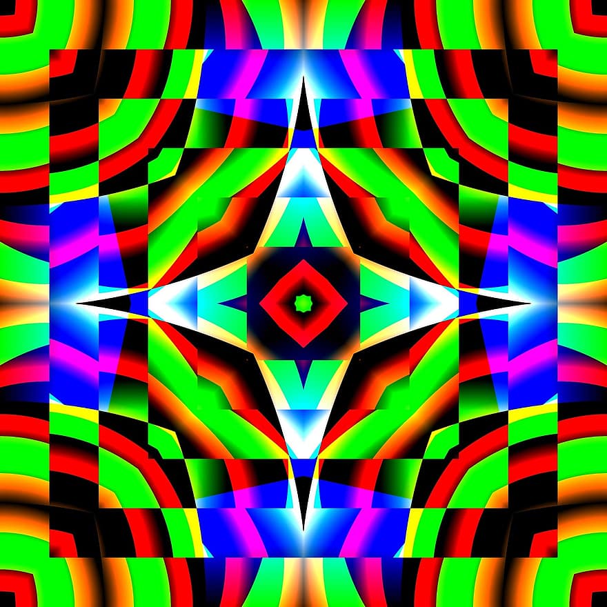 kaleidoskop, mønster, design, geometrisk, dekorasjon, symmetri, geometriske mønstre