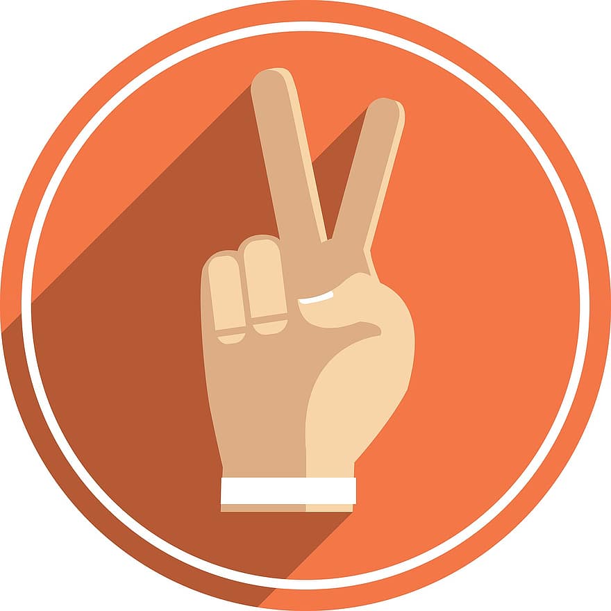 Victory, Peace, Hand, Icon, Symbol, Sign, Like, Flat Icon, Flat Design, Finger, Agree