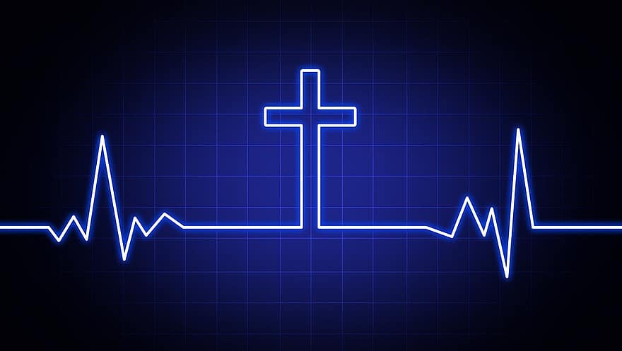 Jesús, Cristo, Dios, santo, espíritu, corazón, monitor, golpear, hospital, médico, cristiano