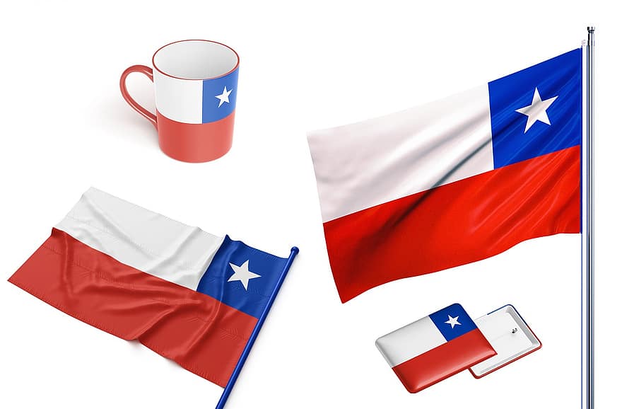 maa, lippu, Chile, kansallinen, symboli