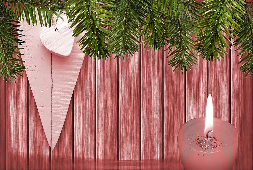Navidad, madera, vela, rojo, corazón, acebo, cuadro, decoración, abeto verde, Tablón de anuncios