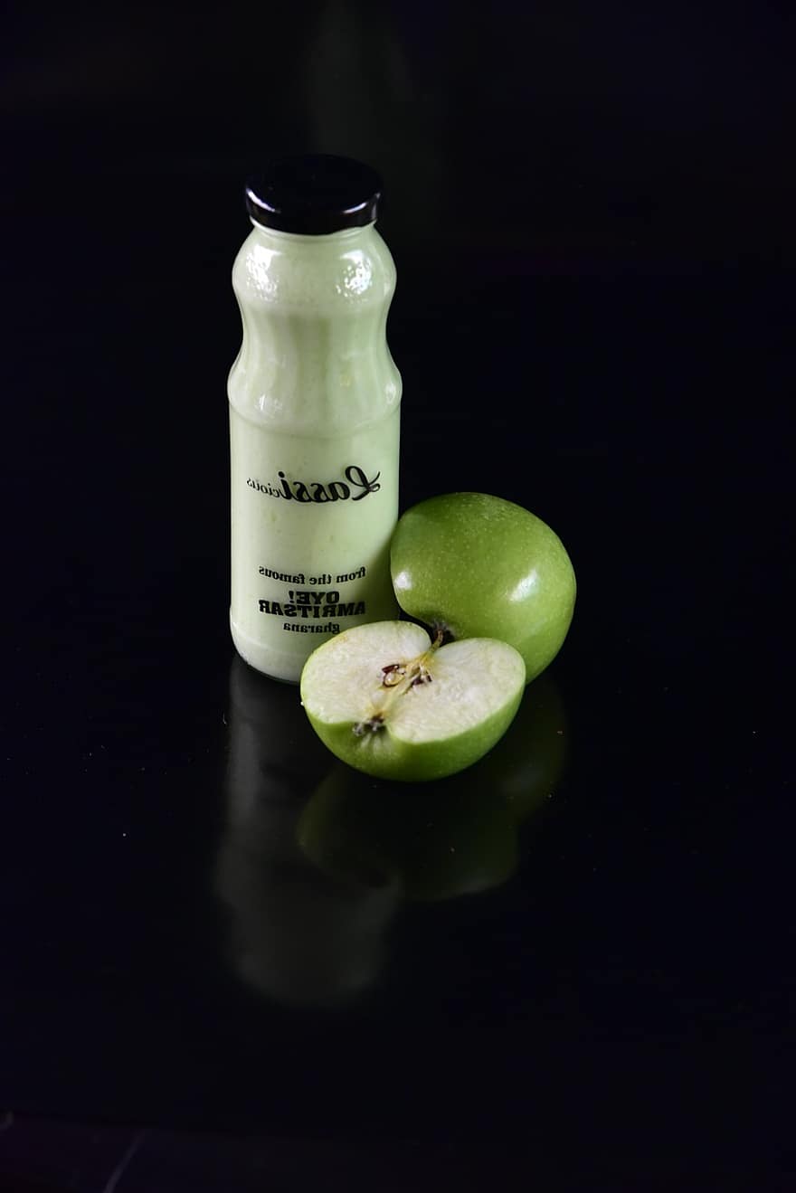 lassi, πράσινο μήλο, ποτό, Αρωματισμένη Λάσση, βουτυρόγαλα, μήλο, καρπός, μπουκάλι