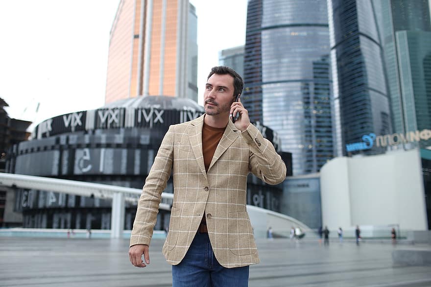 Man, Businessman, City, Male, Guy, Person, Handsome, Suit, Fashion, Phone Call, Outdoors
