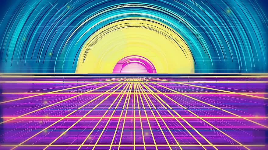 Pattern, Abstract, 80s, Retro, Futuristic, Synthwave
