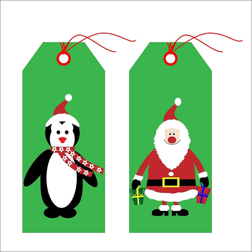 Natale, etichetta, tag, etichette, Santa, Babbo Natale, renna, Rudolph, arte, cartone animato