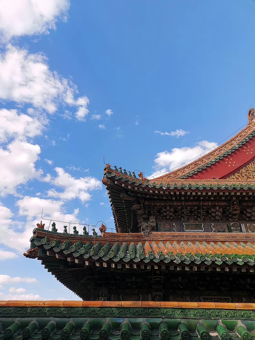 a császári palota, épület, tető, történelmi, hagyományos, építészet, ég, felhők