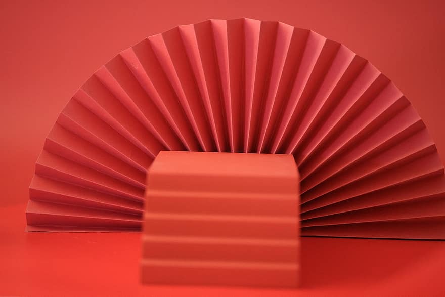 ventilador, tradicional, Estilo chino, rojo, origami, fondo, antecedentes, resumen, diseño, adentro, forma
