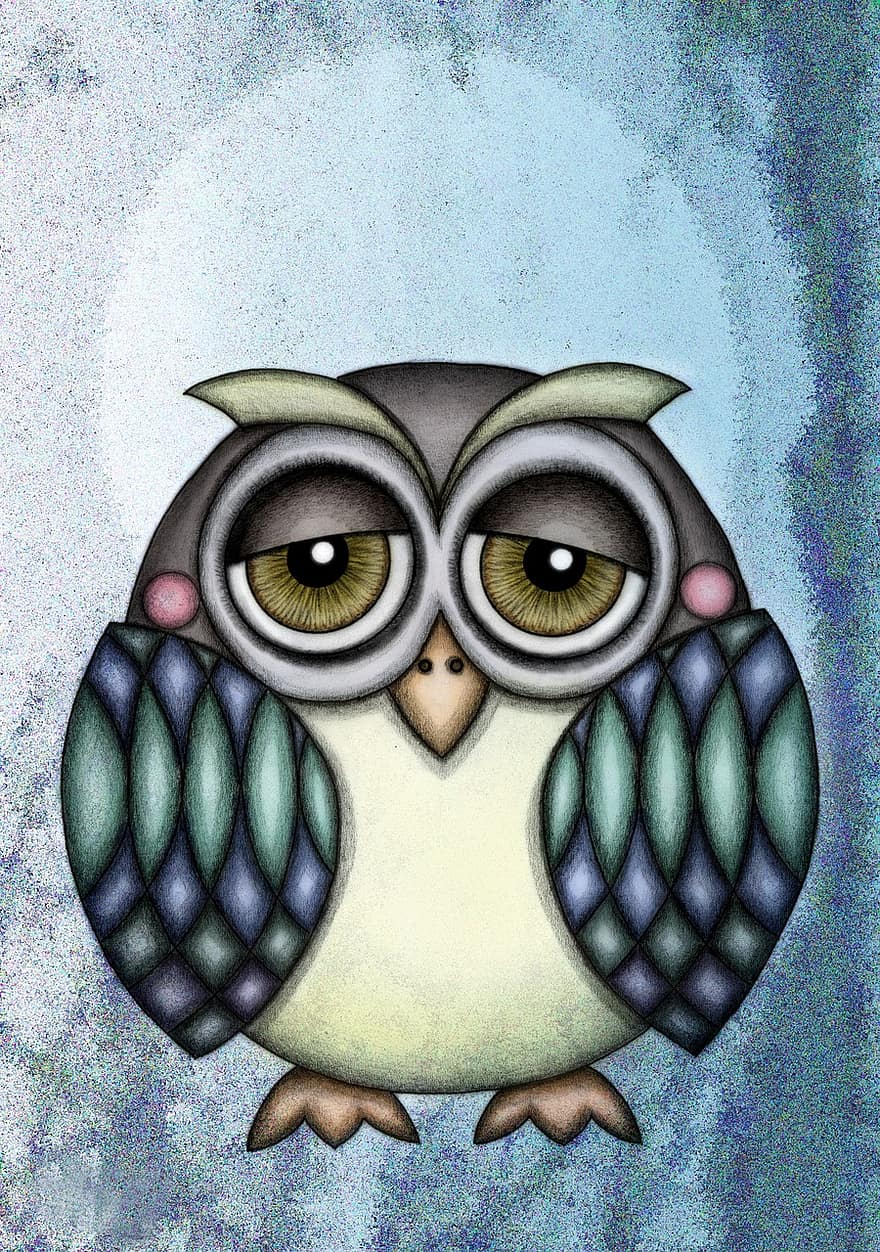 Owl, Illustration, Drawing